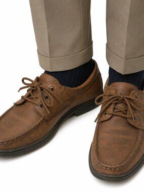 Rockport Brown Leather Lace Up Boat Shoes Sz 10